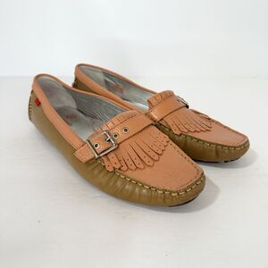 Marc Joseph Driving Loafer Women 10.5 Brown Leather Moccs Preppy Flats Buckle